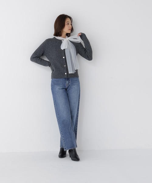 NATURAL BEAUTY BASIC（ナチュラルビューティーベーシック）の「アソートボタンケーブルカーディガン（カーディガン/ボレロ・レディース・チャコールグレー/ブルー/オフホワイト・FREE）」の18枚目の写真