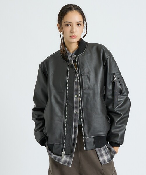 Alpha Industries(アルファインダストリーズ)の「【Alpha Industries/アルファ インダストリーズ】LEATHER MA-1 FLIGHT JACKET / リアルレザー / ユニセックス(JAPAN EXCLUSIVE)(ライダースジャケット・メンズ・ブラック・M/L/XL)」の13枚目の写真