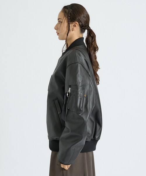 Alpha Industries(アルファインダストリーズ)の「【Alpha Industries/アルファ インダストリーズ】LEATHER MA-1 FLIGHT JACKET / リアルレザー / ユニセックス(JAPAN EXCLUSIVE)(ライダースジャケット・メンズ・ブラック・M/L/XL)」の12枚目の写真
