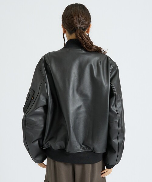 Alpha Industries(アルファインダストリーズ)の「【Alpha Industries/アルファ インダストリーズ】LEATHER MA-1 FLIGHT JACKET / リアルレザー / ユニセックス(JAPAN EXCLUSIVE)(ライダースジャケット・メンズ・ブラック・M/L/XL)」の11枚目の写真