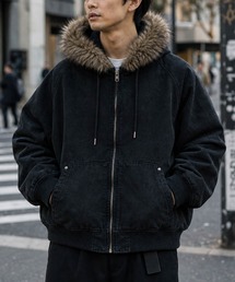 JOHN'S CLOSET（ジョンズクローゼット）の「【a】ヴィンテージライク 中綿ダック フードファージャケット ダイヤキルト ファー取り外し可能 2WAY 古着MIX メンズ レディース（ブルゾン）」