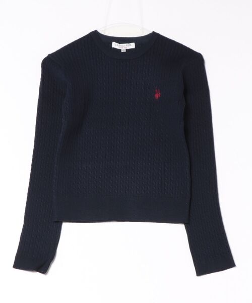 U.S. POLO ASSN.(ユーエスポロアッスン)の「【U.S. POLO ASSN./ユーエスポロアッスン】【程よくゆとりを持たせたリラックスシルエット】ケーブルニットプルオーバー 柔らかい 軽量 ハリ感 ケーブル編み 上品 レイヤード(ニット/セーター・レディース・アイボリー/ワイン/杢グレー/ネイビー・MEDIUM/LARGE)」の3枚目の写真