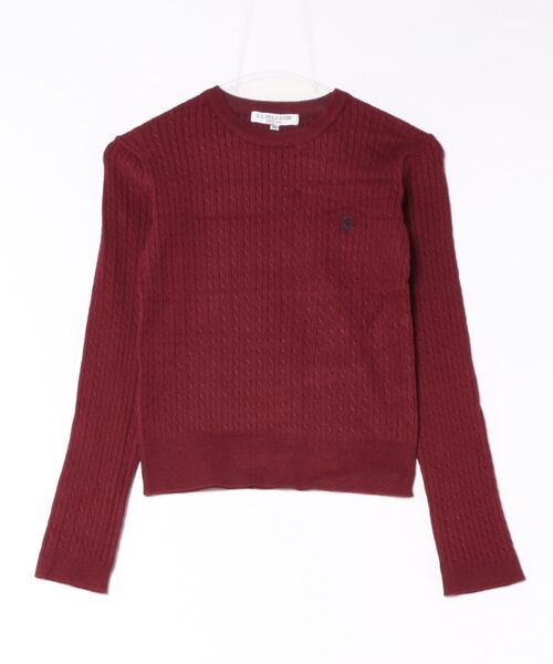 U.S. POLO ASSN.(ユーエスポロアッスン)の「【U.S. POLO ASSN./ユーエスポロアッスン】【程よくゆとりを持たせたリラックスシルエット】ケーブルニットプルオーバー 柔らかい 軽量 ハリ感 ケーブル編み 上品 レイヤード(ニット/セーター・レディース・アイボリー/ワイン/杢グレー/ネイビー・MEDIUM/LARGE)」の4枚目の写真