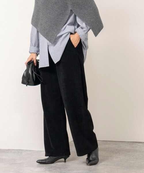 NOLLEY’S(ノーリーズ)の「【WEB限定】ウォッシャブルパイルストレートイージーパンツ(その他パンツ・レディース・キャメル/ブラック・FREE)」の2枚目の写真