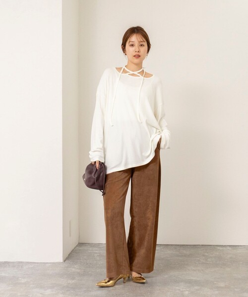 NOLLEY’S(ノーリーズ)の「【WEB限定】ウォッシャブルパイルストレートイージーパンツ(その他パンツ・レディース・キャメル/ブラック・FREE)」の3枚目の写真