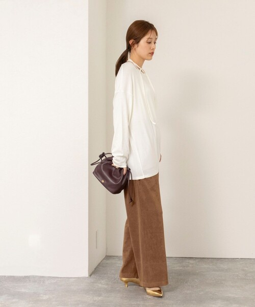 NOLLEY’S(ノーリーズ)の「【WEB限定】ウォッシャブルパイルストレートイージーパンツ(その他パンツ・レディース・キャメル/ブラック・FREE)」の4枚目の写真