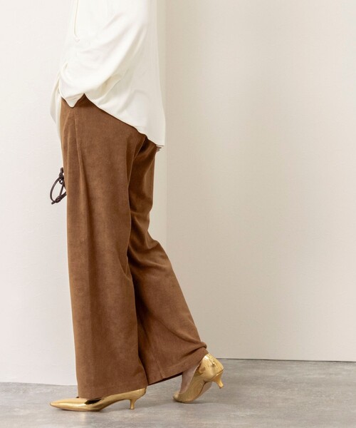 NOLLEY’S(ノーリーズ)の「【WEB限定】ウォッシャブルパイルストレートイージーパンツ(その他パンツ・レディース・キャメル/ブラック・FREE)」の6枚目の写真