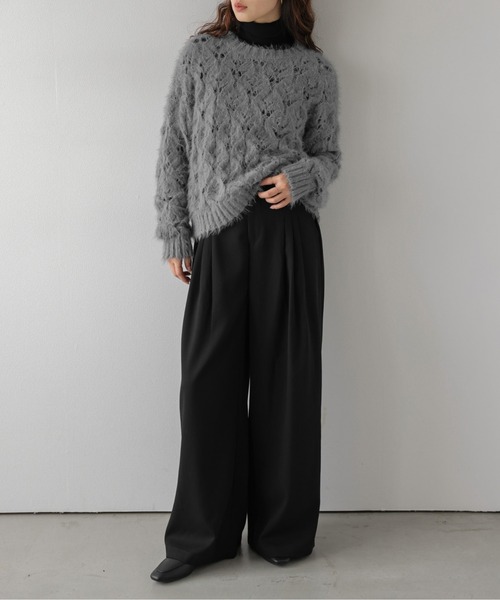 AMELY(エミリー)の「タックワイドパンツ/アシンメトリー/リラクシー(その他パンツ・レディース・ブラック/チャコール/ブラウン/カーキブラウン・M/L)」の6枚目の写真