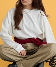 Hanes/ヘインズ T-SHIRTS SHIRO for HER 1PクロップドワイドTシャツ パックTシャツ 長袖 無地 シンプル ベーシック レディース メンズ 2026年 秋 秋服 冬 冬服