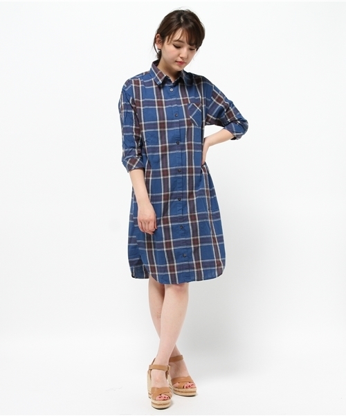 hvc femme(エイチヴィシーファム)の「hvc femme / チェックシャツワンピース (シャツワンピース・レディース・カーキ/ネイビー/ブルー・M/L)」の7枚目の写真