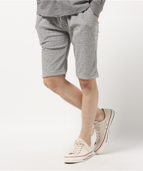 VENCEEXCHANGE（ヴァンスエクスチェンジ）の「パイルオルテガジャガードショーツ              （その他パンツ・メンズ・オフホワイト/グレー・MEDIUM/LARGE）」の2枚目の写真