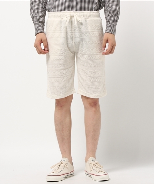 VENCEEXCHANGE（ヴァンスエクスチェンジ）の「パイルオルテガジャガードショーツ              （その他パンツ・メンズ・オフホワイト/グレー・MEDIUM/LARGE）」の5枚目の写真