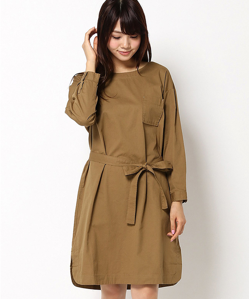 LBC（エルビーシー）の「コットンツイル微起毛チュニックワンピース           （ワンピース・レディース・ライトブラウン/ネイビー/グリーン・LARGE/MEDIUM）」の2枚目の写真