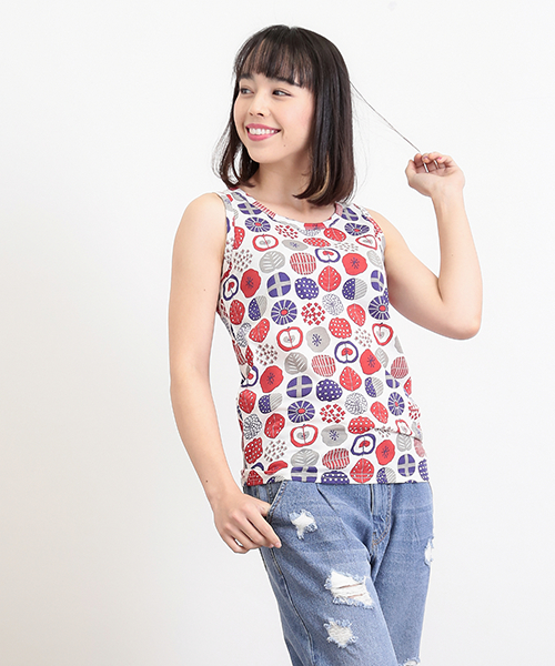 CUBE SUGAR（キューブシュガー）の「TC天竺 スライスフラワープリント タンクトップ（タンクトップ・レディース・グレー/ナチュラル/チャコール・M）」の3枚目の写真