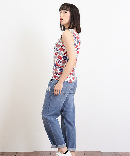 CUBE SUGAR（キューブシュガー）の「TC天竺 スライスフラワープリント タンクトップ（タンクトップ・レディース・グレー/ナチュラル/チャコール・M）」の14枚目の写真