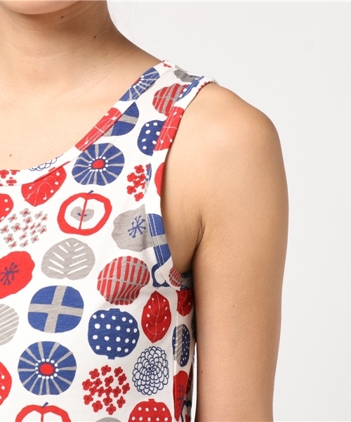 CUBE SUGAR（キューブシュガー）の「TC天竺 スライスフラワープリント タンクトップ（タンクトップ・レディース・グレー/ナチュラル/チャコール・M）」の9枚目の写真