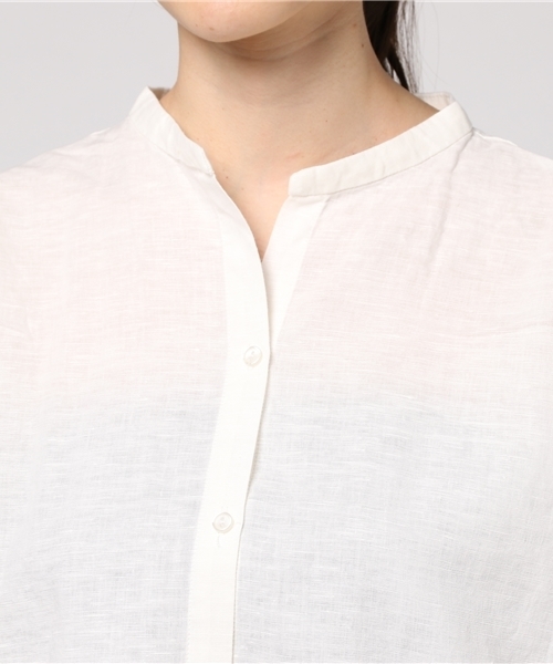 LBC（エルビーシー）の「リネンコットンバンドカラーシャツ              （シャツ/ブラウス・レディース・ライトブルー/ホワイト/ネイビー・LARGE/MEDIUM）」の7枚目の写真