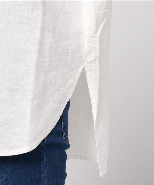 LBC（エルビーシー）の「リネンコットンバンドカラーシャツ              （シャツ/ブラウス・レディース・ライトブルー/ホワイト/ネイビー・LARGE/MEDIUM）」の9枚目の写真
