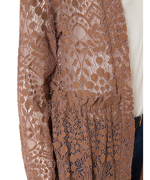 fifth（フィフス）の「フラワーレースロングガウン（カーディガン/ボレロ・レディース・モカ/ブラック/ホワイト・MEDIUM）」の4枚目の写真