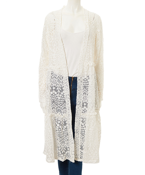 fifth（フィフス）の「フラワーレースロングガウン（カーディガン/ボレロ・レディース・モカ/ブラック/ホワイト・MEDIUM）」の10枚目の写真