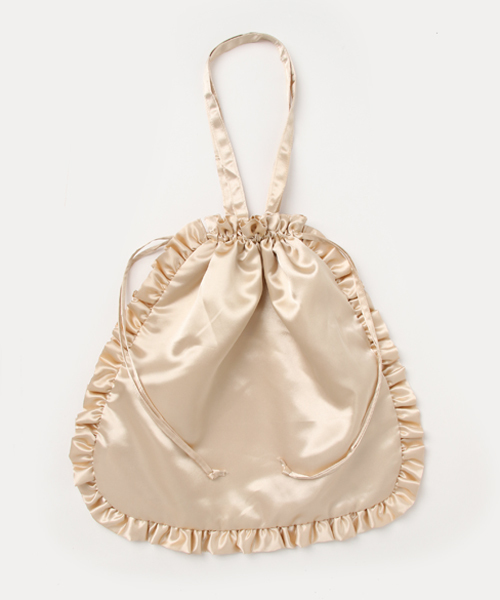 merlot plus(メルロープリュス)の「フリルエッジ巾着バッグ2413(トートバッグ・レディース・ベージュ/ピンク/グレー/ブラック/ブルー・FREE)」の4枚目の写真