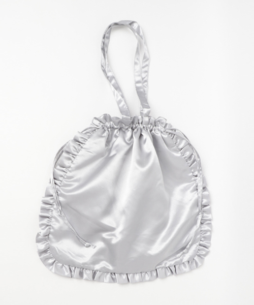 merlot plus(メルロープリュス)の「フリルエッジ巾着バッグ2413(トートバッグ・レディース・ベージュ/ピンク/グレー/ブラック/ブルー・FREE)」の3枚目の写真