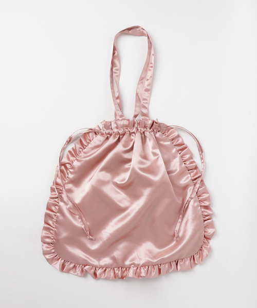 merlot plus(メルロープリュス)の「フリルエッジ巾着バッグ2413(トートバッグ・レディース・ベージュ/ピンク/グレー/ブラック/ブルー・FREE)」の5枚目の写真