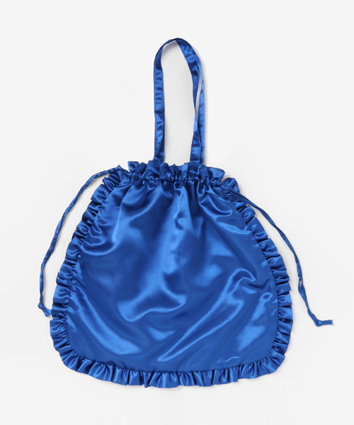 merlot plus(メルロープリュス)の「フリルエッジ巾着バッグ2413(トートバッグ・レディース・ベージュ/ピンク/グレー/ブラック/ブルー・FREE)」の1枚目の写真