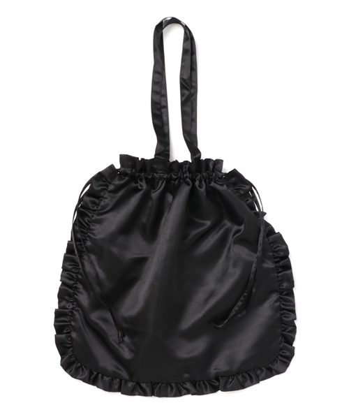 merlot plus(メルロープリュス)の「フリルエッジ巾着バッグ2413(トートバッグ・レディース・ベージュ/ピンク/グレー/ブラック/ブルー・FREE)」の2枚目の写真