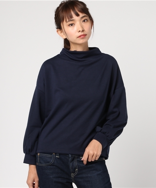 earth music&ecology(アースミュージックアンドエコロジー)の「・ボトルネックボリュームスリーブプルオーバー(Tシャツ/カットソー・レディース・ブラック/ネイビー/ダークグリーン/杢グレー/ブラウン/アイボリー・FREE)」の6枚目の写真