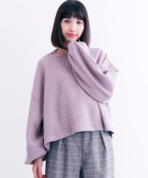 MERLOT（メルロー）の「パフ袖リブニットプルオーバー1135（ニット/セーター・レディース・グレー/オフホワイト/ブラック/ピンク・FREE）」の4枚目の写真