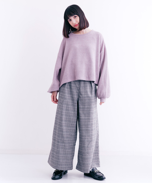 MERLOT（メルロー）の「パフ袖リブニットプルオーバー1135（ニット/セーター・レディース・グレー/オフホワイト/ブラック/ピンク・FREE）」の8枚目の写真