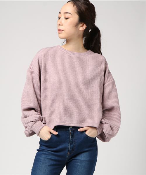 MERLOT（メルロー）の「パフ袖リブニットプルオーバー1135（ニット/セーター・レディース・グレー/オフホワイト/ブラック/ピンク・FREE）」の15枚目の写真