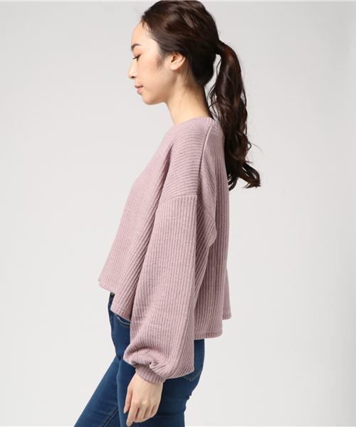 MERLOT（メルロー）の「パフ袖リブニットプルオーバー1135（ニット/セーター・レディース・グレー/オフホワイト/ブラック/ピンク・FREE）」の19枚目の写真