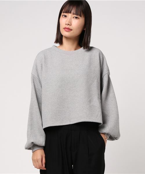 MERLOT（メルロー）の「パフ袖リブニットプルオーバー1135（ニット/セーター・レディース・グレー/オフホワイト/ブラック/ピンク・FREE）」の7枚目の写真