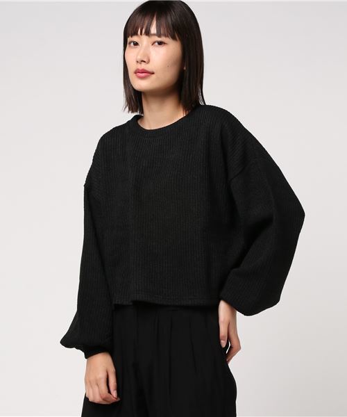 MERLOT（メルロー）の「パフ袖リブニットプルオーバー1135（ニット/セーター・レディース・グレー/オフホワイト/ブラック/ピンク・FREE）」の13枚目の写真