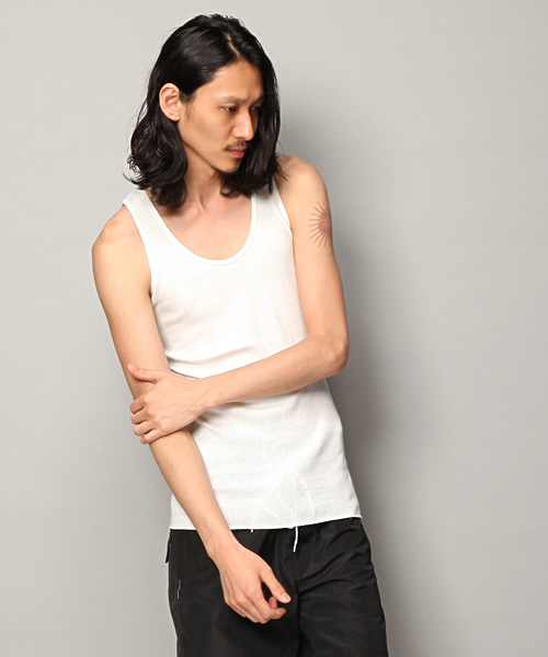 Lui's（ルイス）の「Lui's 丸胴タンクトップ（タンクトップ・メンズ・ホワイト/ブラック/グレー/ダークブルー/ボルドー/イエロー/オリーブ・FREE）」の3枚目の写真