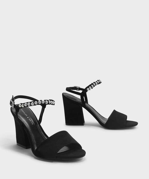 CHARLES & KEITH（チャールズ & キース）の「パールエンベリッシュサンダル / PEARL EMBELLISHED SANDALS（サンダル・レディース・ブラック/ピンク・23cm/23.5cm/24.5cm/25cm）」の4枚目の写真