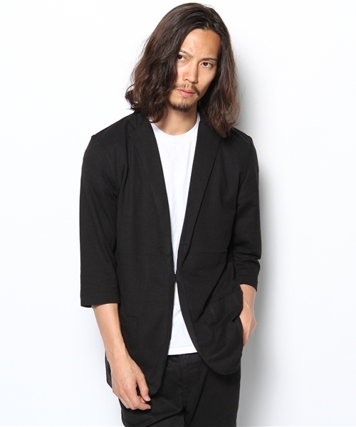 Lui's（ルイス）の「Lui's 7分袖カットジャケット（テーラードジャケット・メンズ・ネイビー/ブラック/ブルー/ライトグレー・SMALL/MEDIUM/LARGE）」の2枚目の写真