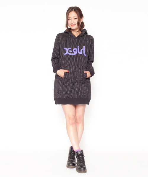 X-girl（エックスガール）の「X-girl VARIOUS SWEAT DRESS（ワンピース・レディース・ホワイト/ブラック/アッシュグレー/グリーン/ネイビー/カモフラージュ/A/B・1/2）」の8枚目の写真