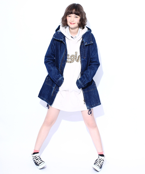 X-girl（エックスガール）の「X-girl VARIOUS SWEAT DRESS（ワンピース・レディース・ホワイト/ブラック/アッシュグレー/グリーン/ネイビー/カモフラージュ/A/B・1/2）」の9枚目の写真