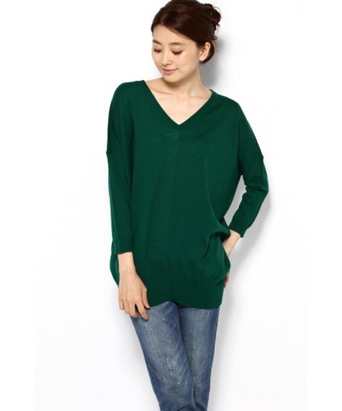 SLOBE IENA（スローブイエナ）の「LEONORA V/N ニュアンス プルオーバー。（ニット/セーター・レディース・ブラウン/ブラック/ホワイト/ライトグレー/グリーン/イエロー・FREE）」の5枚目の写真