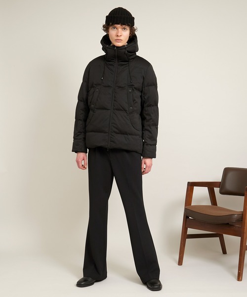 EMMA CLOTHES（エマクローズ）の「ストレッチ ダウン＆フェザー フードジャケット（ダウンジャケット/コート・メンズ・ブラック/チャコール/カーキオリーブ/ネイビー/ベージュ・M/L/XL）」の12枚目の写真