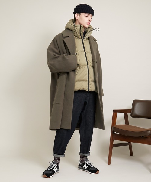 EMMA CLOTHES（エマクローズ）の「ストレッチ ダウン＆フェザー フードジャケット（ダウンジャケット/コート・メンズ・ブラック/チャコール/カーキオリーブ/ネイビー/ベージュ・M/L/XL）」の20枚目の写真