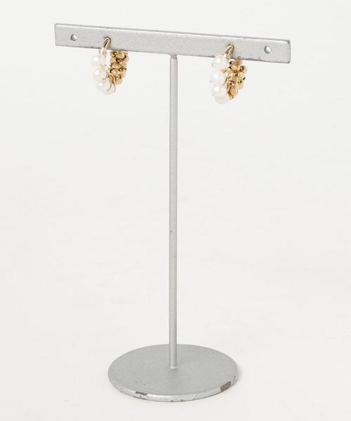 【marinaJEWELRY】14kgf/pti*Freshwater Pearl gold bi-color wrapped earring（イヤリング）｜tone（トーン）