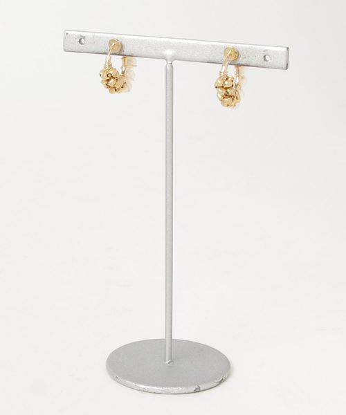 【marinaJEWELRY】14kgf/pti*Freshwater Pearl gold bi-color wrapped earring（イヤリング）｜tone（トーン）