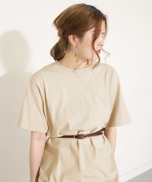 reca(レカ)の「スリット入りロング丈 Tシャツワンピース(ワンピース・レディース・ブラック/ベージュ/オフホワイト・FREE)」の12枚目の写真