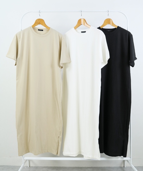 reca(レカ)の「スリット入りロング丈 Tシャツワンピース(ワンピース・レディース・ブラック/ベージュ/オフホワイト・FREE)」の13枚目の写真