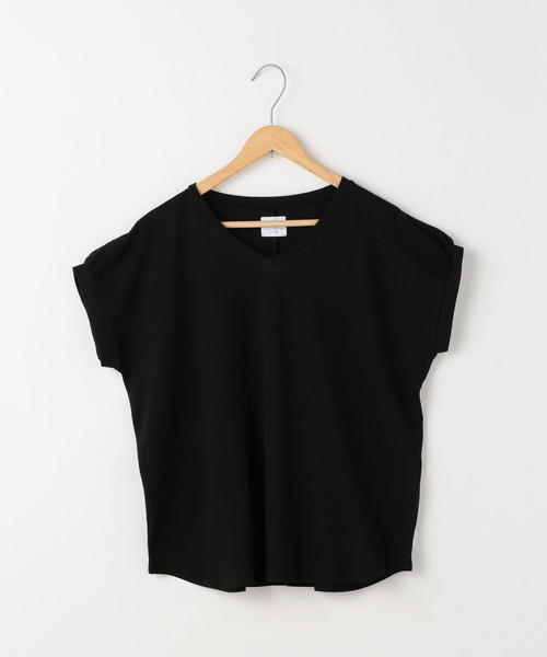 coen（コーエン）の「【接触冷感】梨地Vネックプルオーバー（Tシャツ/カットソー・レディース・ブラック/ホワイト/ターコイズブルー・FREE）」の3枚目の写真