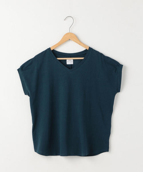 coen（コーエン）の「【接触冷感】梨地Vネックプルオーバー（Tシャツ/カットソー・レディース・ブラック/ホワイト/ターコイズブルー・FREE）」の11枚目の写真